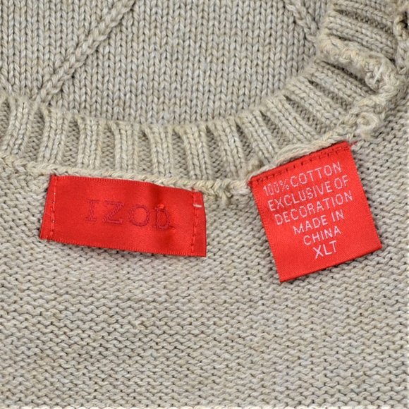 Izod men's  diamond weave pull over tan sweater XLT - Picture 5 of 6